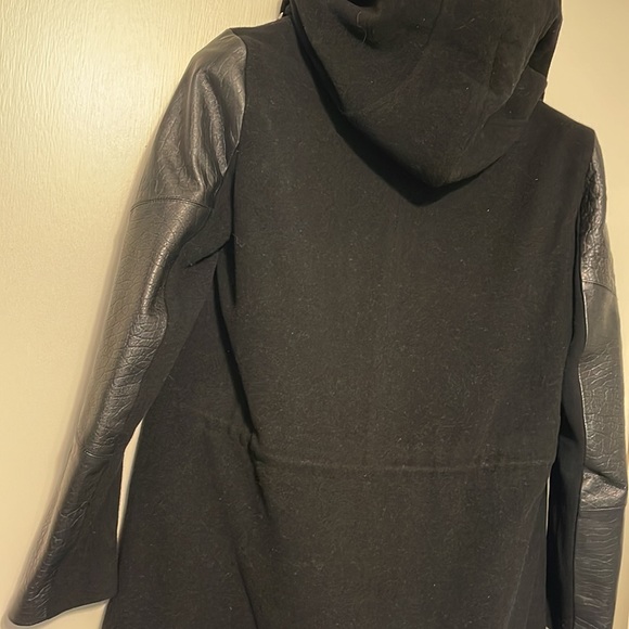 Wool and leather hooded coat - Picture 8 of 9